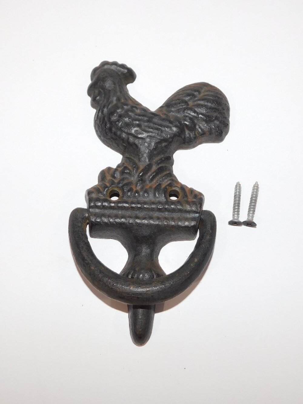 Rustic Rooster Chicken Cast Iron heavy Doorknocker 6" x 3.5"
